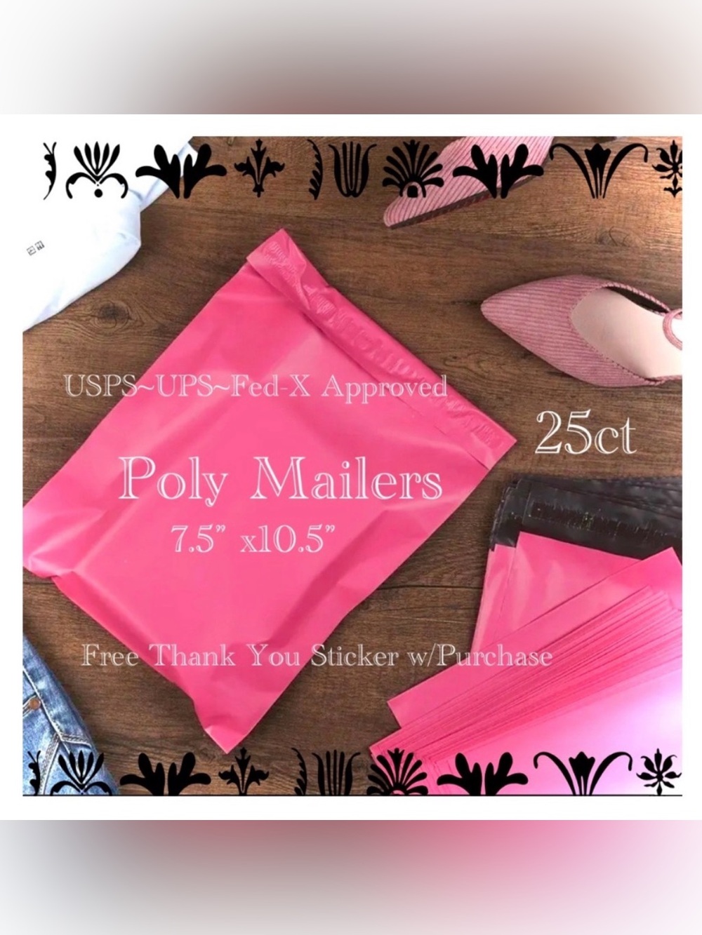 25ct ~ 7.5 x 10.5”~Poly Mailer Bag 👛🆕👛 Plus 😁 25ct Thank You Stickers Included